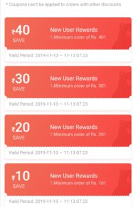 100 Rupees worth coupons