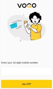 open vogo app and enter mobile number