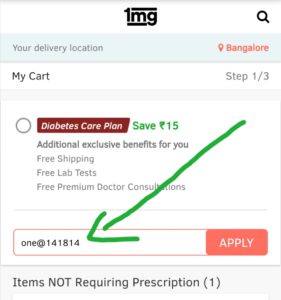 Apply onecode in 1mg