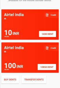 Dent referral link |Get 100 dent points 6 How to recharge from dent app