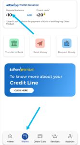 Dhani pay wallet balance