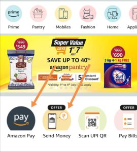Click on amazon pay option or send money option