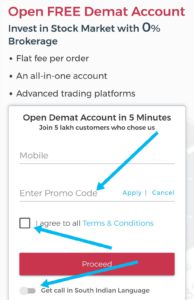 Enter 5paisa referral code / promo code