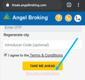 click on Resume application option. 
