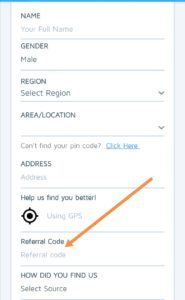 enter referral code