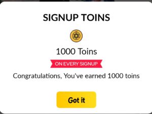 you can see 1000 Loyalty Toins