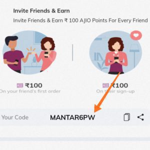 Ajio invite code or referral code