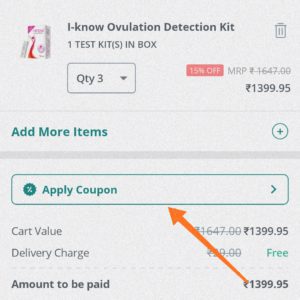 Apply pharmeasy referral code in the coupon option.