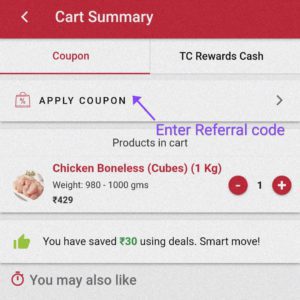 Enter tender cuts referral code