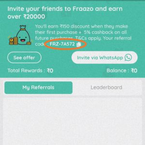 fraazo referral code