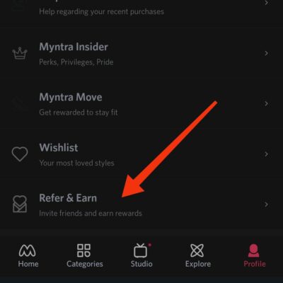 Myntra Refer & Earn