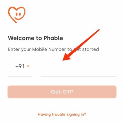 Enter Mobile number phable
