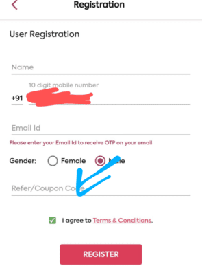 Enter yes madam Referral code