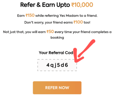 Yes madam referral code
