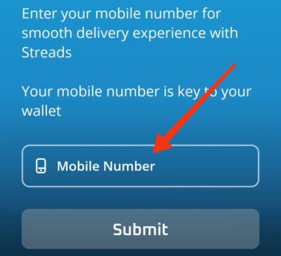 Enter mobile number streads