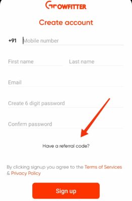 Enter Growfitter referral code
