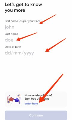 Enter stack wealth Referral code