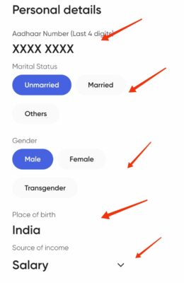 Enter your details in stack