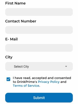 DrinkPrime Referral code "5XDSWY7J". Free 15 days Trail 3 Enter contact number in drinkPrime