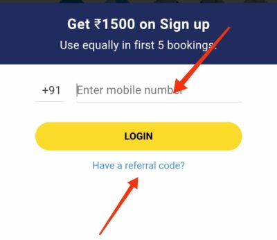 Enter Fabhotels Referral code