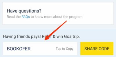 Fabhotels Referral code