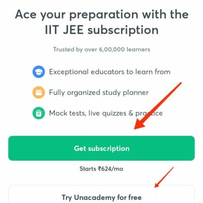 Get subscribtion in Unacademy