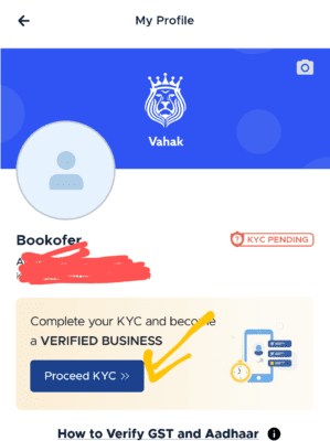 Complete KYC in vahak app