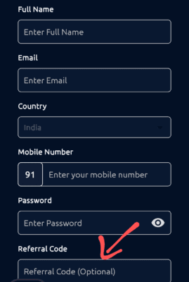 Enter CoinCred Referral code