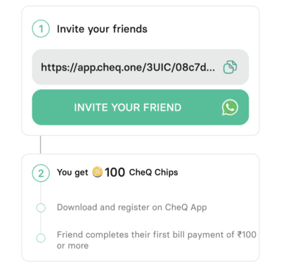 CheQ Referral Code, Link. Get 1% Chips on bill Payment 1 CheQ Referral Code, Link