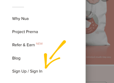 Nua Woman Create and Account