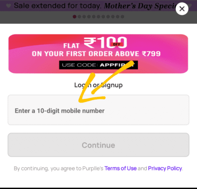 Enter mobile number 