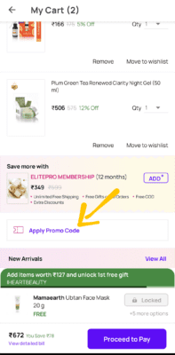 Enter purplle Referral code 