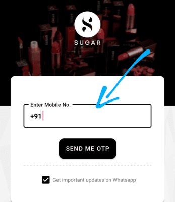 Sugar Cosmetics referral code is "mnad9205". Get 50% off 2 Enter Mobile Number