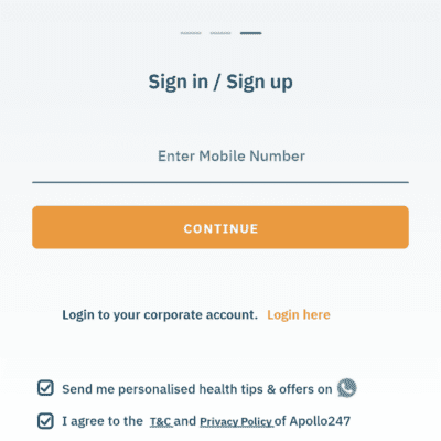 Enter mobile number in Apollo 247