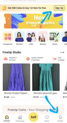FreeUp Invite code is "3cS2R". Get 300 coins + Refer & Earn 2 Signup For Freeup