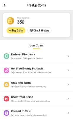 FreeUp Invite code is "3cS2R". Get 300 coins + Refer & Earn 6 Redeem Freeup Coins