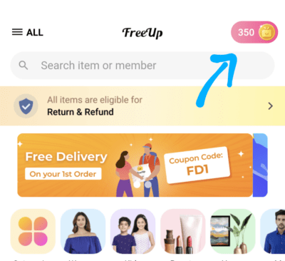 FreeUp Invite code is "3cS2R". Get 300 coins + Refer & Earn 5 Click on Coins at the Top Right Homepage.