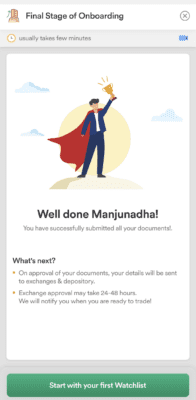 Final Stage of on boarding on dhan app