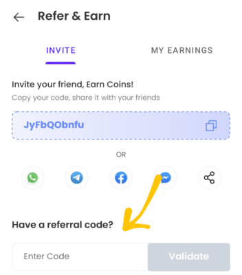 Enter Mgamer Referral code 