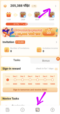 Go Daily Referral code is "SUQ985". Fake stay away 8 Click on Points in the Task Section