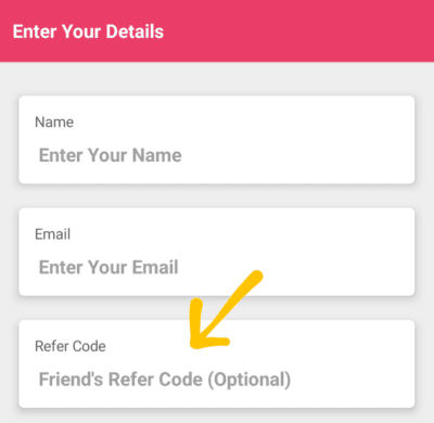 Enter payben Referral code 