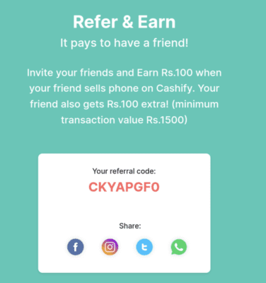 Cashify Referral Code is "CKYAPGFO". Get ₹100| Refer & Earn 1 Cashify Referral code