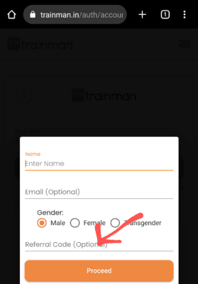 Trainman referral code is book4. Get ₹100 + Refer & Earn 3 Enter Trainman Referral code