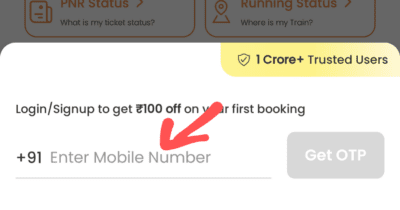 Trainman referral code is book4. Get ₹100 + Refer & Earn 2 Enter your Mobile number in Train app