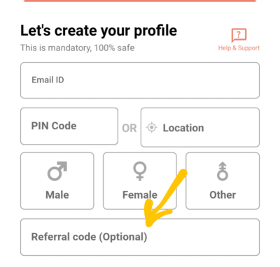 Enter Rocket Singh Referral code 