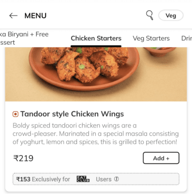 Selected chicken starters