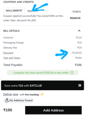 Enter Eatclub Referral Code