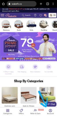 Click on Account at The bottom.