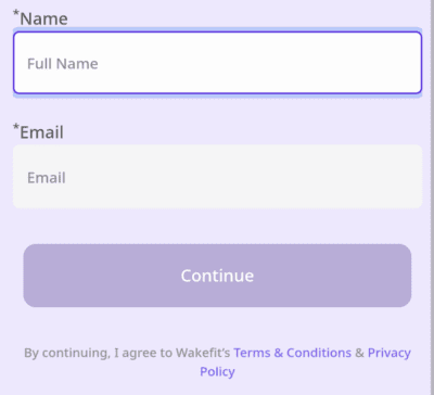 Enter full Name and Email
