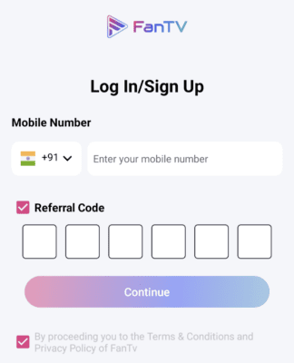 Enter Fantv Referral Code